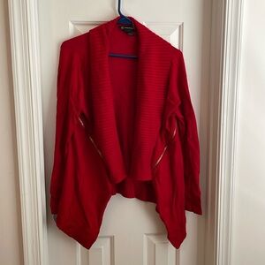 Inc red drape gold zipper sweater size L